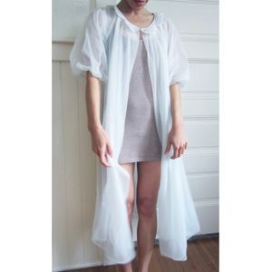 1960s Vintage Bridal Peignoir Set Nylon Tricot